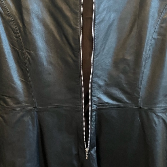 NEIMAN MARCUS NWOT AUTHENTIC GENUINE BLK LEATHER CAP SLEEVES SOFT DRESS - Picture 7 of 16